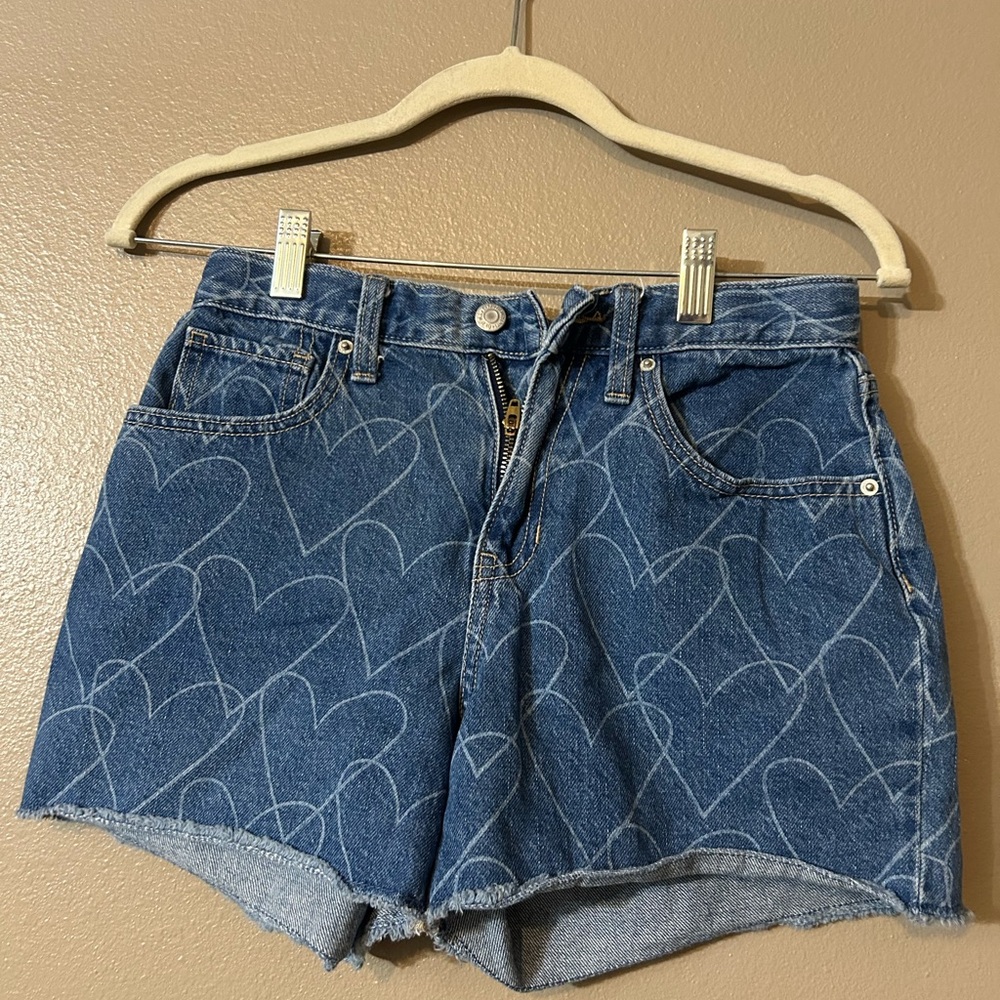Old Navy Blue Heart Pattern Denim Shorts